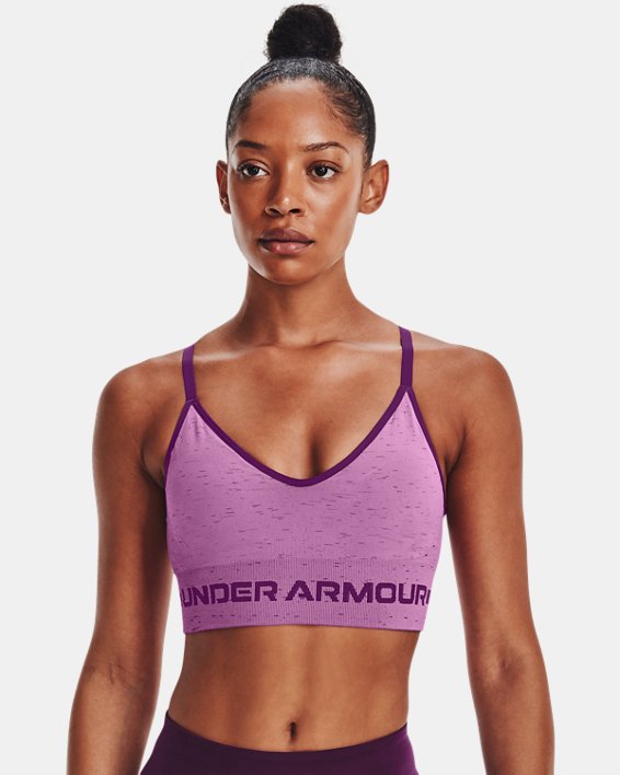 Women's UA Seamless Low Long Heather Sports Bra in Purple image number 0